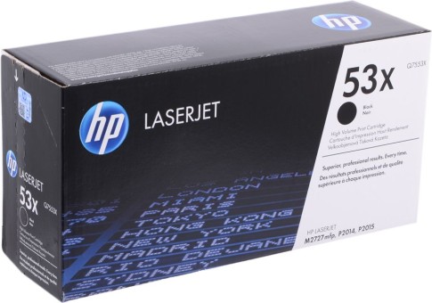 Картридж HP Q7553X (53X) оригинальный для HP LaserJet P2011/ P2012/ P2013/ P2014/ P2015/ M2727, чёрный, увеличенный, 7000 страниц