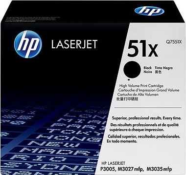 Q7551X (51X) оригинальный картридж HP для принтера HP LaserJet P3003dn/ P3003x/ P3004/ P3004d/ P3004n/ P3005/ P3005d/ P3005dn/ P3005n/ P3005x/ M3027/ M3027x/ M3035/ M3035xs black, 13000 страниц