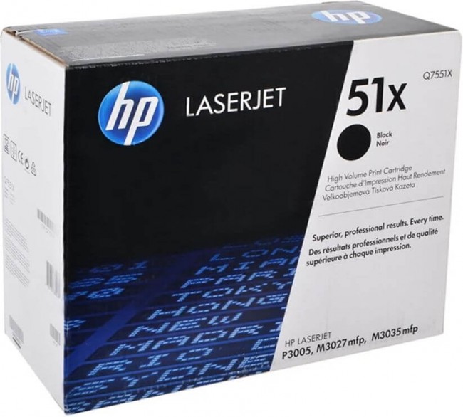 Q7551X (51X) оригинальный картридж HP для принтера HP LaserJet P3003dn/ P3003x/ P3004/ P3004d/ P3004n/ P3005/ P3005d/ P3005dn/ P3005n/ P3005x/ M3027/ M3027x/ M3035/ M3035xs black, 13000 страниц