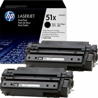 Q7551XD (51X) оригинальный картридж HP для принтера HP LaserJet P3003dn/ P3003x/ P3004/ P3004d/ P3004n/ P3005/ P3005d/ P3005dn/ P3005n/ P3005x/ M3027/ M3027x/ M3035/ M3035xs black, двойная упаковка 2*13000 страниц