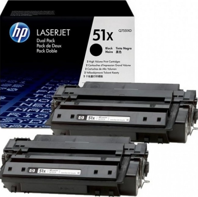 Q7551XD (51X) оригинальный картридж HP для принтера HP LaserJet P3003dn/ P3003x/ P3004/ P3004d/ P3004n/ P3005/ P3005d/ P3005dn/ P3005n/ P3005x/ M3027/ M3027x/ M3035/ M3035xs black, двойная упаковка 2*13000 страниц Q7551XD (51X) оригинальный картридж HP для принтера HP LaserJet P3003dn/ P3003x/ P3004/ P3004d/ P3004n/ P3005/ P3005d/ P3005dn/ P3005n/ P3005x/ M3027/ M3027x/ M3035/ M3035xs black, двойная упаковка 2*13000 страниц