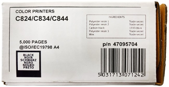 Картридж OKI (47095704/47095708) оригинальный для принтера OKI C824/ C834/ C844, чёрный, 5000 стр.