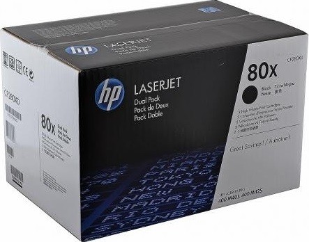 CF280XD/ CF280XF (80X) оригинальный картридж HP для принтера HP LaserJet Pro 400 M401a/ M401d/ M401n/ M401dn/ M401dne/ M401dw/ 400 MFP M425dn/ M425dw black, двойная упаковка 2*6900 страниц