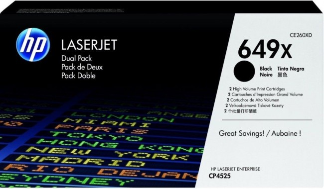CE260XD (649X) оригинальный картридж HP для принтера HP Color LaserJet CP4025/ CP4525 black, двойная упаковка 2*17000 страниц