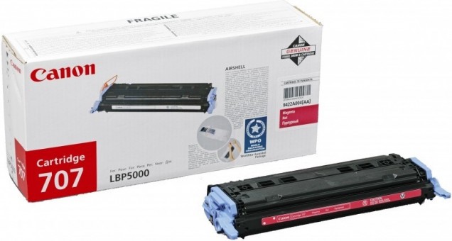 Canon 707M 9422A004 оригинальный картридж для принтера Canon i-Sensys LBP5000, LBP5100 magenta 2000 страниц Canon 707M 9422A004 оригинальный картридж для принтера Canon i-Sensys LBP5000, LBP5100 magenta 2000 страниц