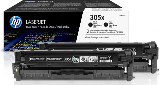 Картридж HP CE410XD (305X) Black оригинальный для HP Color LaserJet Pro M351/ M375/ M451/ M475, чёрный, увеличенный, двойная упаковка, 2*4000 страниц