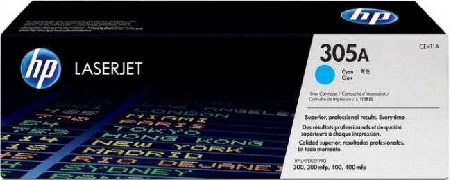 CE411A (305A) оригинальный картридж HP для принтера HP Color LaserJet M351/ M375/ M451/ M475 CLJ Pro 300 Color M351/ Pro 400 Color M451/ Pro 300 Color MFP M375/ Pro 400 Color MFP M475 cyan, 2600 страниц