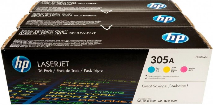 CF370AM (CE411A+CE412A+CE413A) (305A) набор картриджей HP оригинальный для принтера HP CLJ Color M351/ M375/ M451/ M475 CLJ Pro 300 Color M351/ Pro 400 Color M451/ Pro 300 Color MFP M375/ Pro 400 Color MFP M475 CYM Tri-Pack LaserJet Toner Cartridge, 3*260 CF370AM (CE411A+CE412A+CE413A) (305A) набор картриджей HP оригинальный для принтера HP CLJ Color M351/ M375/ M451/ M475 CLJ Pro 300 Color M351/ Pro 400 Color M451/ Pro 300 Color MFP M375/ Pro 400 Color MFP M475 CYM Tri-Pack LaserJet Toner Cartridge, 3*260
