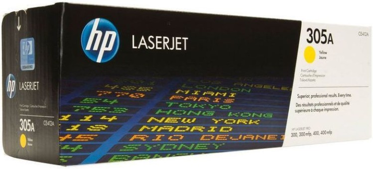 Картридж HP CE412A (305A) Yellow оригинальный для HP Color LaserJet Pro M351/ M375/ M451/ M475, жёлтый, 2600 страниц