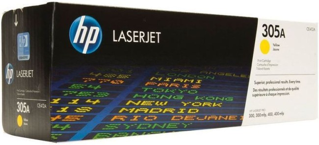 Картридж HP CE412A (305A) Yellow оригинальный для HP Color LaserJet Pro M351/ M375/ M451/ M475, жёлтый, 2600 страниц