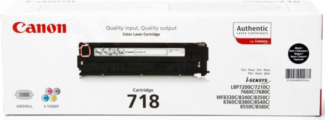 Canon 718Bk 2662B002 оригинальный картридж для принтера Canon LBP-7200, LBP-7660, LBP-7680, MF8330, MF8340, MF8350, MF8360, MF8380 black 3400 страниц