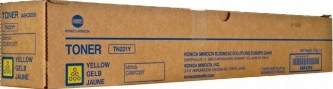 Картридж Konica-Minolta TN-221Y H (half) (A8K325H) оригинальный для принтера Konica-Minolta bizhub C227/ С287, yellow, 10500 стр. Картридж Konica-Minolta TN-221Y H (half) (A8K325H) оригинальный для принтера Konica-Minolta bizhub C227/ С287, yellow, 10500 стр.