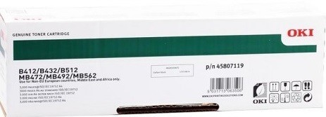 Картридж OKI (45807119/ 45807102) оригинальный для OKI B412/ B432/ B512/ MB472/ MB492/ MB562, чёрный, 3000 стр.