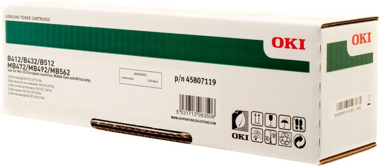 Картридж OKI (45807119/ 45807102) оригинальный для OKI B412/ B432/ B512/ MB472/ MB492/ MB562, чёрный, 3000 стр.