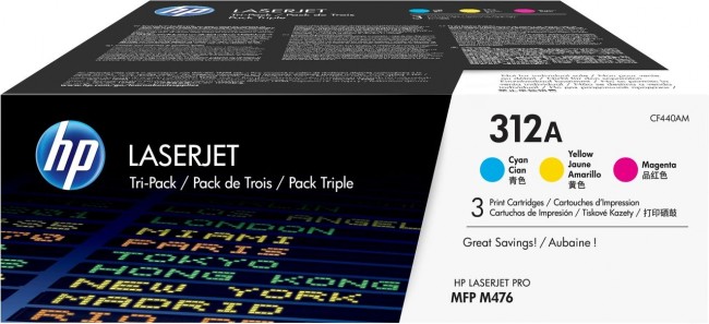 CF440AM (CF381A+CF382A+CF383A) (312A) набор картриджей HP оригинальный для принтера HP Color LaserJet Pro M476dn/ M476dw/ M476nw, CYM Tri-Pack LaserJet Toner Cartridge, 3*2700 страниц CF440AM (CF381A+CF382A+CF383A) (312A) набор картриджей HP оригинальный для принтера HP Color LaserJet Pro M476dn/ M476dw/ M476nw, CYM Tri-Pack LaserJet Toner Cartridge, 3*2700 страниц