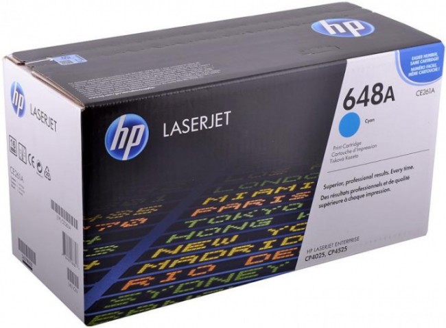 CE261A (648A) оригинальный картридж HP для принтера HP Color LaserJet CP4025/ CP4525 cyan, 11000 страниц