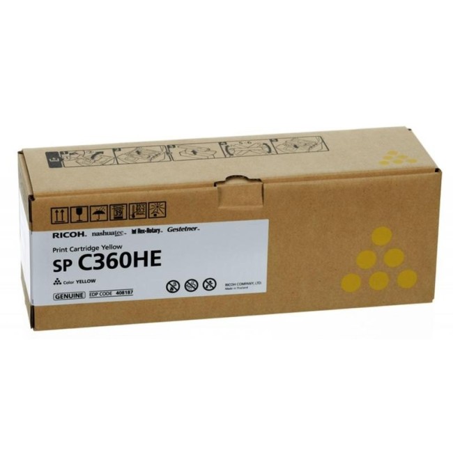Картридж Ricoh SP C360HE (408187) Yellow оригинальный для Ricoh SP C360DNw/ C360SNw/ C360SFNw/ C361SFNw, жёлтый, увеличенный, 6000 страниц Картридж Ricoh SP C360HE (408187) Yellow оригинальный для Ricoh SP C360DNw/ C360SNw/ C360SFNw/ C361SFNw, жёлтый, увеличенный, 6000 страниц