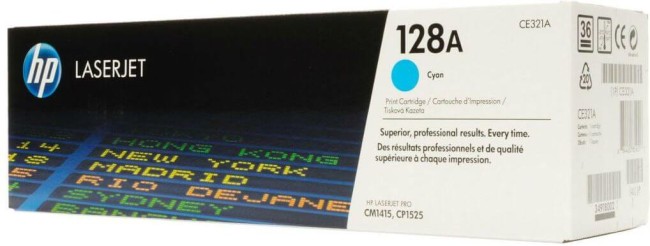 Картридж HP CE321A (128A) Cyan оригинальный для HP Color LaserJet Pro CP1525N/ CP1525NW/ CM1415, голубой, 1300 страниц