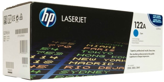 Q3961A (122A) оригинальный картридж HP для принтера HP Color LJ 2550L/ 2550LN/ 2550N/ 2800/ 2820/ 2840 cyan, 4000 страниц