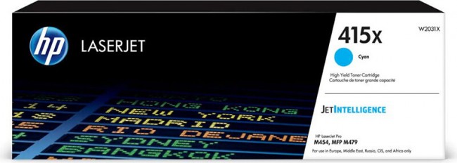 HP W2031X Оригинальный картридж 415X для HP LJ M454/ MFP M479 увеличенной емкости, голубой, 6000 страниц