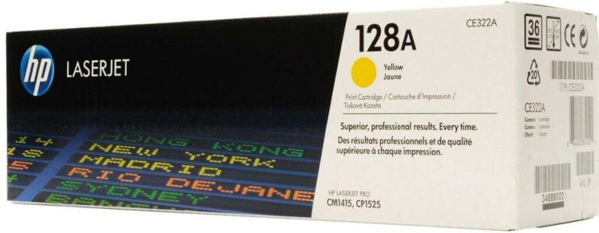 Картридж HP CE322A (128A) Yellow оригинальный для HP Color LaserJet Pro CP1525N/ CP1525NW/ CM1415, жёлтый, 1300 страниц