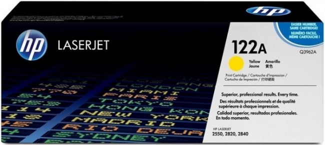 Q3962A (122A) оригинальный картридж HP для принтера HP Color LJ 2550L/ 2550LN/ 2550N/ 2800/ 2820/ 2840 yellow, 4000 страниц