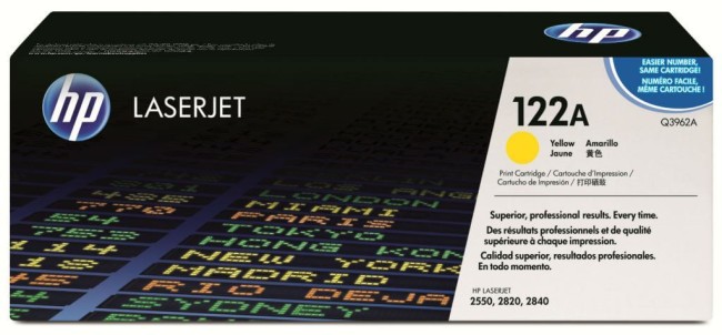 Q3962A (122A) оригинальный картридж HP для принтера HP Color LJ 2550L/ 2550LN/ 2550N/ 2800/ 2820/ 2840 yellow, 4000 страниц