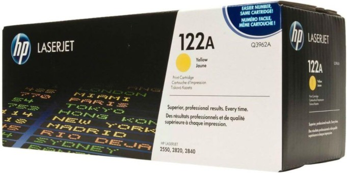 Q3962A (122A) оригинальный картридж HP для принтера HP Color LJ 2550L/ 2550LN/ 2550N/ 2800/ 2820/ 2840 yellow, 4000 страниц