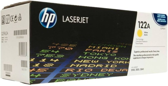 Q3962A (122A) оригинальный картридж HP для принтера HP Color LJ 2550L/ 2550LN/ 2550N/ 2800/ 2820/ 2840 yellow, 4000 страниц