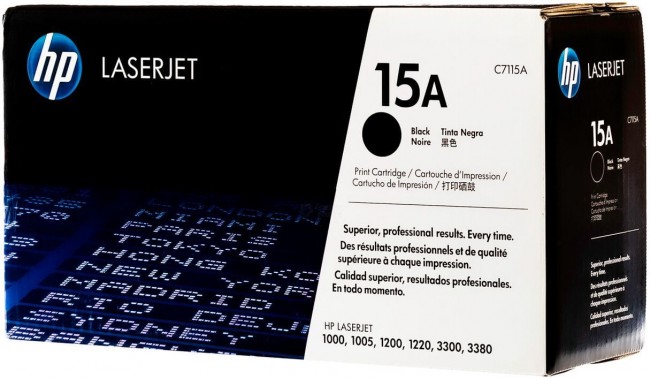 C7115A (15A) оригинальный картридж HP для принтера HP LaserJet 1000w/ 1005w/ 1200/ 1200n/ 1220/ 3300mfp/ 3310dp/ 3320n/ 3320mfp/ 3330mfp/ 3380 black, 2500 страниц