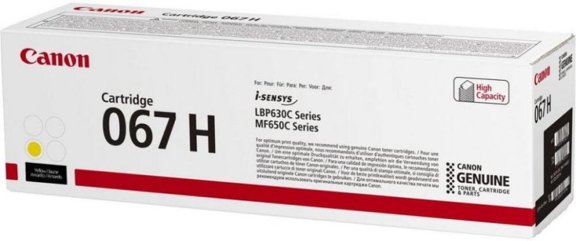 Картридж Canon 067HY 5103C002 оригинальный для Canon i-SENSYS LBP631CW/ LBP633Cdw/ MF651Cw/ MF655Cdw/ MF657Cdw, жёлтый, увеличенный, 2350 стр.