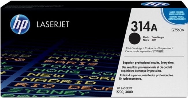 Q7560A (314A) оригинальный картридж HP для принтера HP Color LaserJet 2700/ 3000 black, 6500 страниц Q7560A (314A) оригинальный картридж HP для принтера HP Color LaserJet 2700/ 3000 black, 6500 страниц