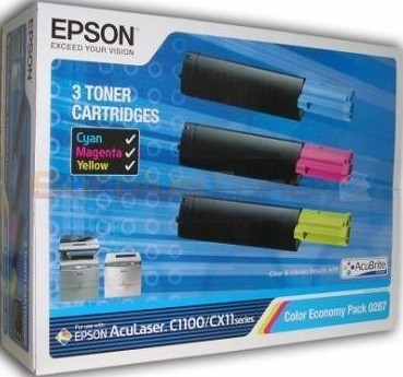 C13S050287 оригинальный картридж Epson для принтера Epson C1100 AcuLaser комплект 3 цвета 1,5к C13S050287 оригинальный картридж Epson для принтера Epson C1100 AcuLaser комплект 3 цвета 1,5к