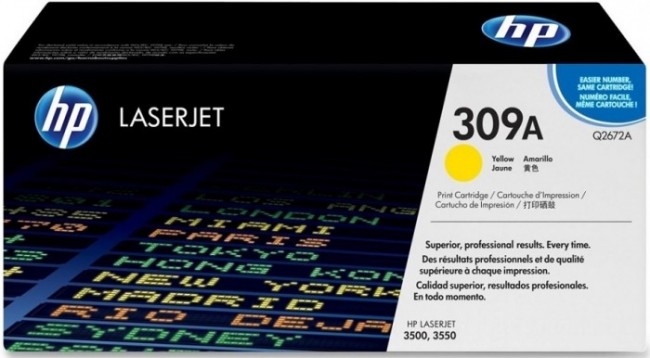 Q2672A (309A) оригинальный картридж HP для принтера HP Color LaserJet 3500/ 3550/ 3550n yellow, 4000 страниц Q2672A (309A) оригинальный картридж HP для принтера HP Color LaserJet 3500/ 3550/ 3550n yellow, 4000 страниц