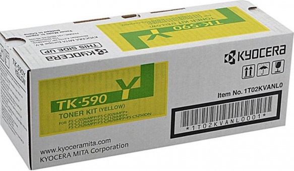 TK-590Y (1T02KVANL0) оригинальный картридж Kyocera для принтера Kyocera FS-C2026MFP/ FS-C2126MFP/ FS-C2526MFP/ FS-C2626MFP/ FS-C5250DN/ Ecosys M6026/ P6026CDN/ P6526CDN yellow, 5000 страниц