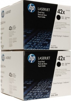 Q5942XD (42X) оригинальный картридж HP для принтера HP LaserJet 4240/ 4240n/ 4250/ 4250n/ 4250tn/ 4250dtn/ 4250dtnsl/ 4350/ 4350n/ 4350tn/ 4350dtn/ 4350dtns black, двойная упаковка 2*20000 страниц