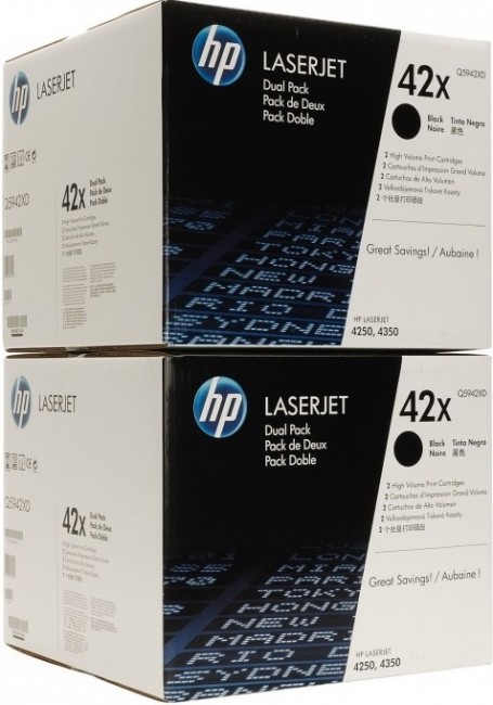 Q5942XD (42X) оригинальный картридж HP для принтера HP LaserJet 4240/ 4240n/ 4250/ 4250n/ 4250tn/ 4250dtn/ 4250dtnsl/ 4350/ 4350n/ 4350tn/ 4350dtn/ 4350dtns black, двойная упаковка 2*20000 страниц Q5942XD (42X) оригинальный картридж HP для принтера HP LaserJet 4240/ 4240n/ 4250/ 4250n/ 4250tn/ 4250dtn/ 4250dtnsl/ 4350/ 4350n/ 4350tn/ 4350dtn/ 4350dtns black, двойная упаковка 2*20000 страниц