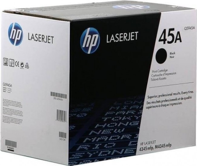 Q5945A (45A) оригинальный картридж HP для принтера HP LaserJet 4345mpf/ 4345s/ 4345x/ 4345xs/ 4345xm/ 4345dtn/ 4345dtnsl/ 4345dtnxm black, 18000 страниц