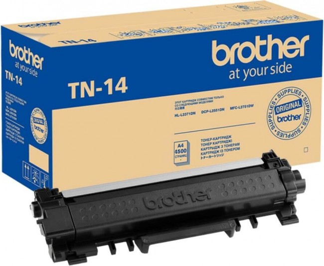 Картридж Brother TN-14 (TN14) оригинальный для Brother HL-L2371DN/ DCP-L2551DN/ MFC-L2751DW, 4500 стр. Картридж Brother TN-14 (TN14) оригинальный для Brother HL-L2371DN/ DCP-L2551DN/ MFC-L2751DW, 4500 стр.