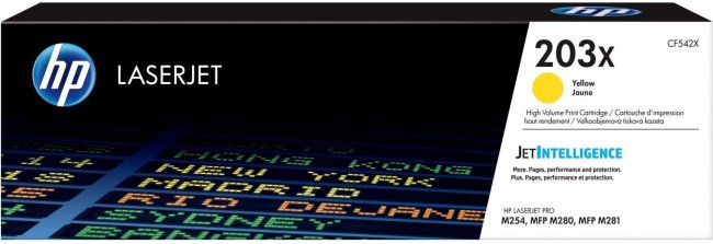CF542X (203X) оригинальный картридж HP для принтера HP Color LaserJet Pro M254/ M280/ M281 жёлтый, 2500 страниц CF542X (203X) оригинальный картридж HP для принтера HP Color LaserJet Pro M254/ M280/ M281 жёлтый, 2500 страниц
