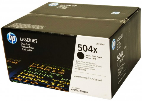 CE250XD (504X) оригинальный картридж HP для принтера HP Color LaserJet CM3530/ CM3530fs/ CP3525x/ CP3525n/ CP3525dn black, двойная упаковка 2*10500 страниц CE250XD (504X) оригинальный картридж HP для принтера HP Color LaserJet CM3530/ CM3530fs/ CP3525x/ CP3525n/ CP3525dn black, двойная упаковка 2*10500 страниц