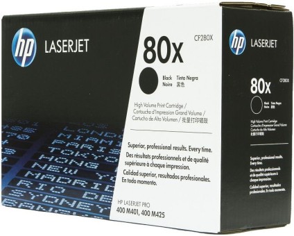 Картридж HP CF280X (80X) оригинальный для HP LaserJet Pro 400 M401/ 400 MFP M425, чёрный, увеличенный, 6900 страниц