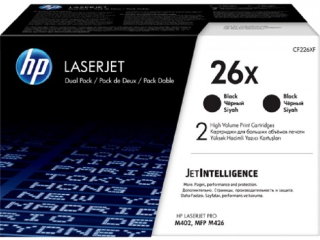 CF226XF / CF226XD (26X) двойной оригинальный картридж HP для принтера HP LaserJet Pro M402dn/ M402n/ M426dw/ M426sdn/ M426fdw black, 2*9000 страниц CF226XF / CF226XD (26X) двойной оригинальный картридж HP для принтера HP LaserJet Pro M402dn/ M402n/ M426dw/ M426sdn/ M426fdw black, 2*9000 страниц