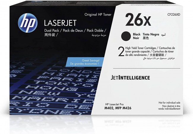 CF226XF / CF226XD (26X) двойной оригинальный картридж HP для принтера HP LaserJet Pro M402dn/ M402n/ M426dw/ M426sdn/ M426fdw black, 2*9000 страниц CF226XF / CF226XD (26X) двойной оригинальный картридж HP для принтера HP LaserJet Pro M402dn/ M402n/ M426dw/ M426sdn/ M426fdw black, 2*9000 страниц