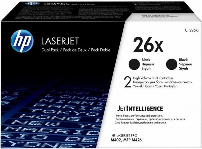 CF226XF / CF226XD (26X) двойной оригинальный картридж HP для принтера HP LaserJet Pro M402dn/ M402n/ M426dw/ M426sdn/ M426fdw black, 2*9000 страниц CF226XF / CF226XD (26X) двойной оригинальный картридж HP для принтера HP LaserJet Pro M402dn/ M402n/ M426dw/ M426sdn/ M426fdw black, 2*9000 страниц
