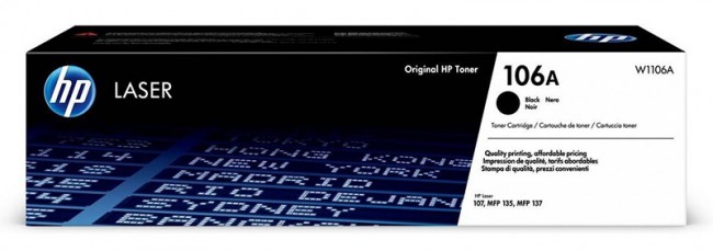 HP W1106A Оригинальный картридж 106A лазерный для HP LJ 107/ 135/ La черный, 1000 страниц HP W1106A Оригинальный картридж 106A лазерный для HP LJ 107/ 135/ La черный, 1000 страниц