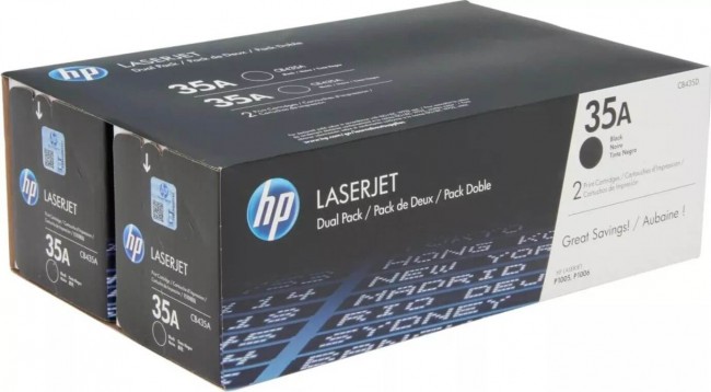 CB435AD/ CB435AF (35A) оригинальный картридж HP для принтера HP LaserJet P1002/ P1003/ P1004/ P1005/ P1006/ P1007/ P1008/ P1009 black, двойная упаковка 2*1500 страниц CB435AD/ CB435AF (35A) оригинальный картридж HP для принтера HP LaserJet P1002/ P1003/ P1004/ P1005/ P1006/ P1007/ P1008/ P1009 black, двойная упаковка 2*1500 страниц