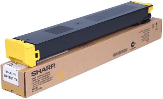 Картридж Sharp (MX-36GTYA/MX36GTYA) Yellow оригинальный для Sharp MX-2610/ MX-3110/ MX-3610/ MX-2640/ MX-3140/ MX-3640, жёлтый, 15000 стр.